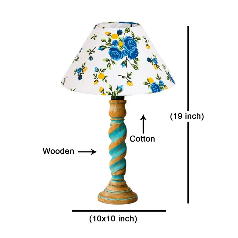 Elara Solin Floral Wooden Table Lamp - Multicolor media 8