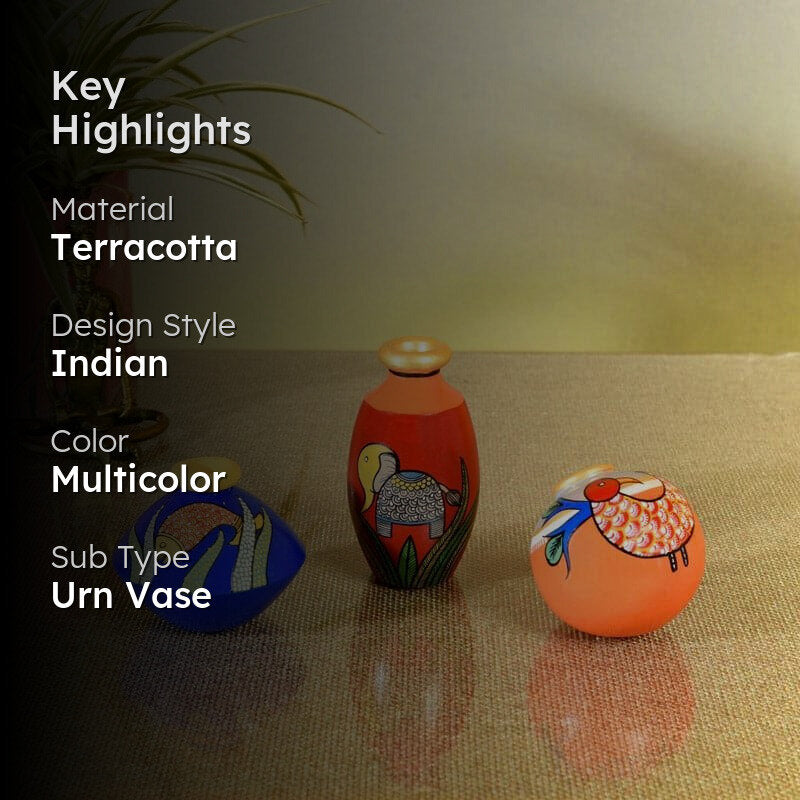 Srimoga Tribal Terracotta Vase - Set Of Three media 2