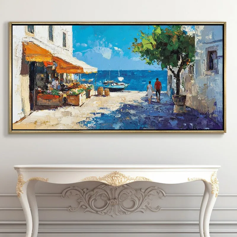 Brushstrokes of Blue Wall Painting With Frame media 5