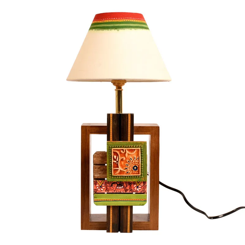 Indira Handcrafted Wooden Table Lamp - Multicolor media 4