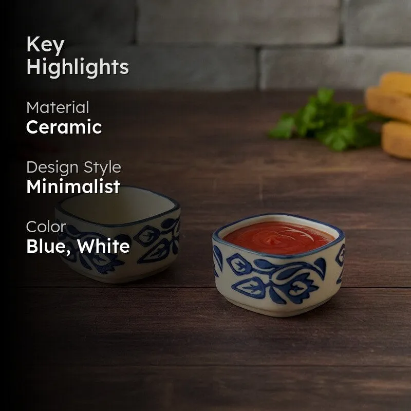 Savorelle Ceramic Dip Bowls (Blue,White ,40 mL Each) - Set Of Two media 2
