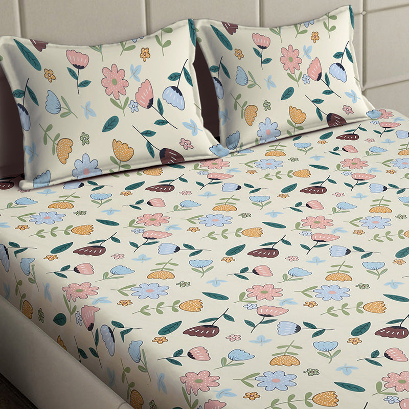 Flowery Dreams Floral Bedsheet - 130 GSM media 4