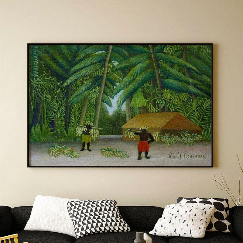 Banana Harvest Canvas Wall Painting - Black Frame