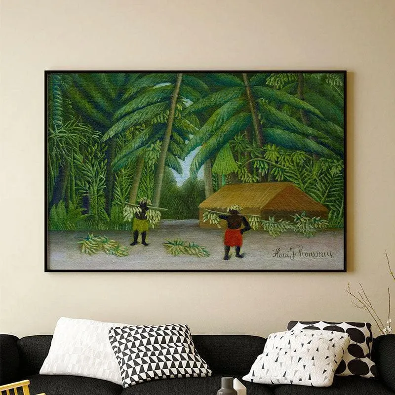 Banana Harvest Canvas Wall Painting - Black Frame media 1