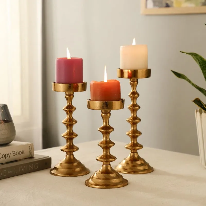 Gloya Candle Hiolder (Gold)- Set of Three media 1