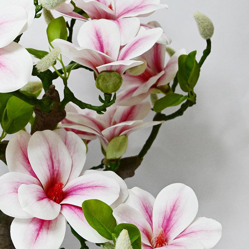 Magnira Artificial Mini Magnolia Tree With Black Plastic Pot (Pink) - 50 cm media 3