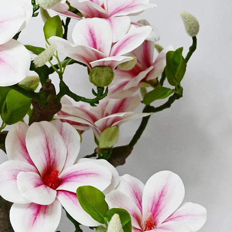 Magnira Artificial Mini Magnolia Tree With Black Plastic Pot (Pink) - 50 cm media 3