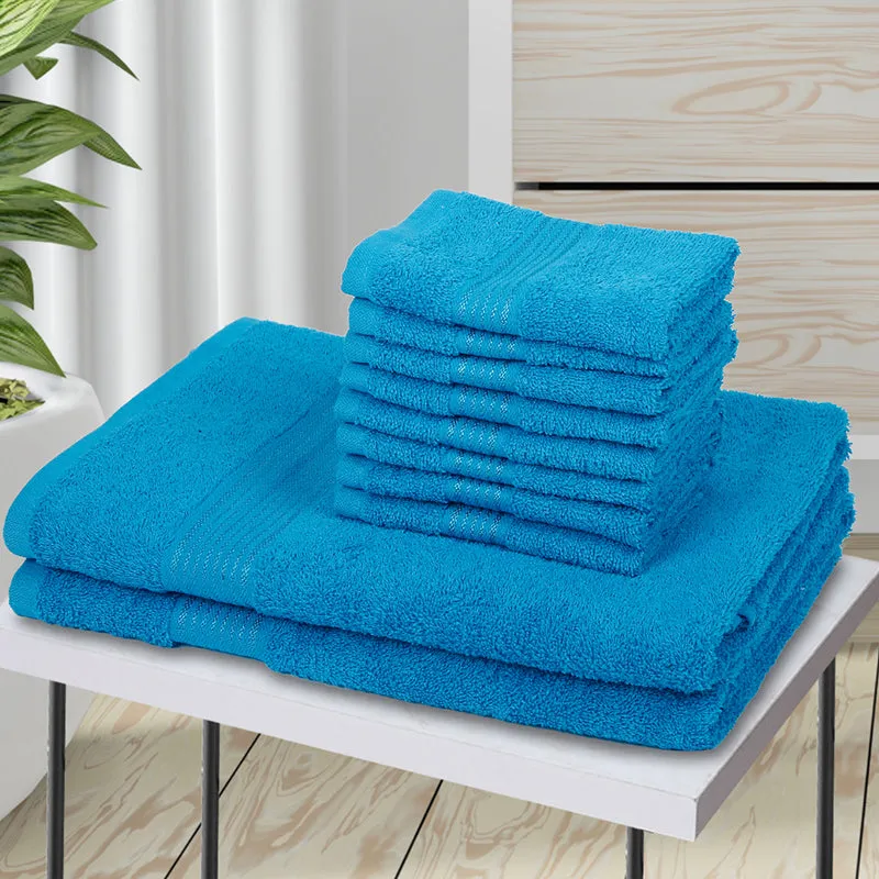 Eva Quick Dry Towel Combo (Blue) - Ten Piece Set media 1