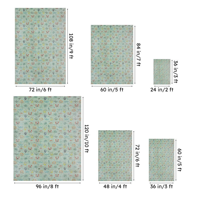Doodle Zoo Kids Polyester Anti-Skid Carpet - Green media 14