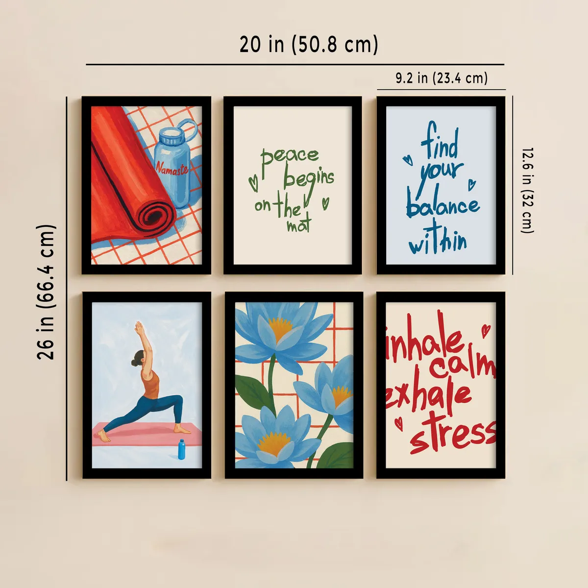 Balanced Peace Cotton Canvas Wall Painting - Set Of Six media 3