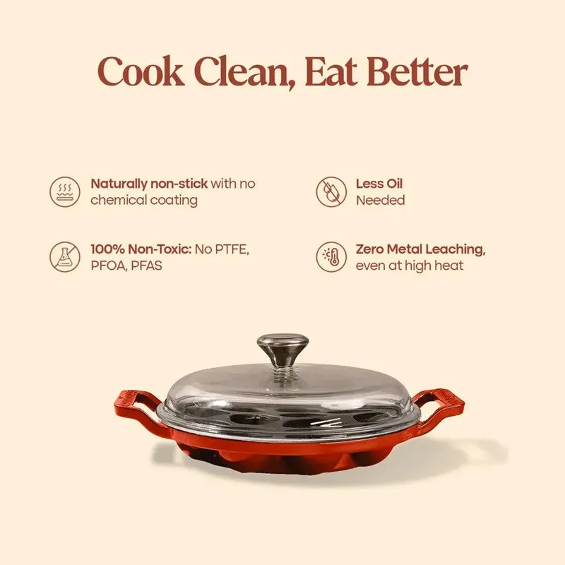 Cumin Co Enamel Cast Iron Paniyaram Pan - Rust media 8