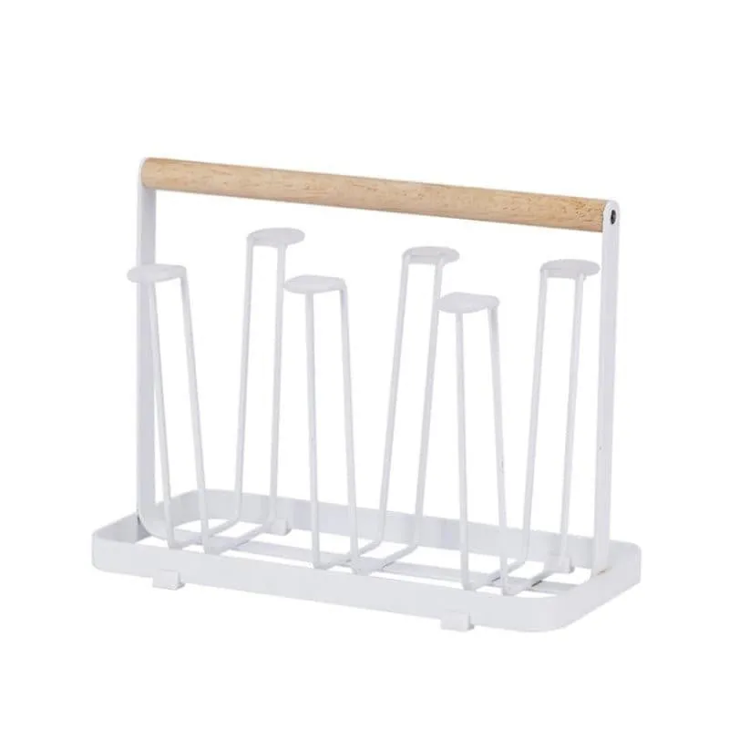 Sip Store Carbon Steel Glass Holder with Wood Handle media 8