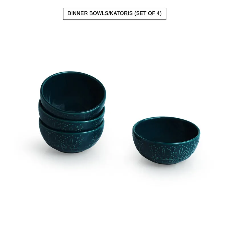 Teal Twinkle Hand Glazed Serving Bowl (120 ML) - Set Of Four media 3