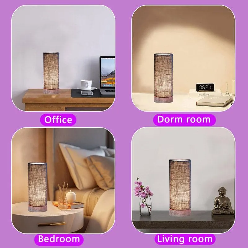 Ocra Tower Wooden Table Lamp With Jute Shade - Blue media 5