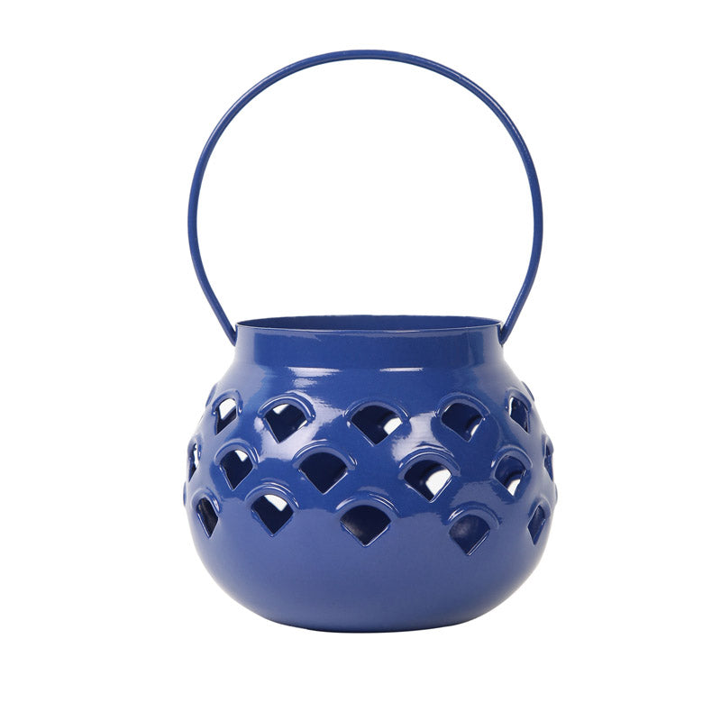 Marakki Matki Tealight Candle Holder (Yellow & Blue) - Set Of Two