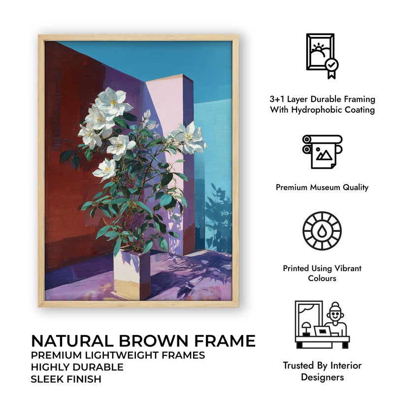 Flora Facet Canvas Wall Painting - Brown Frame media 10
