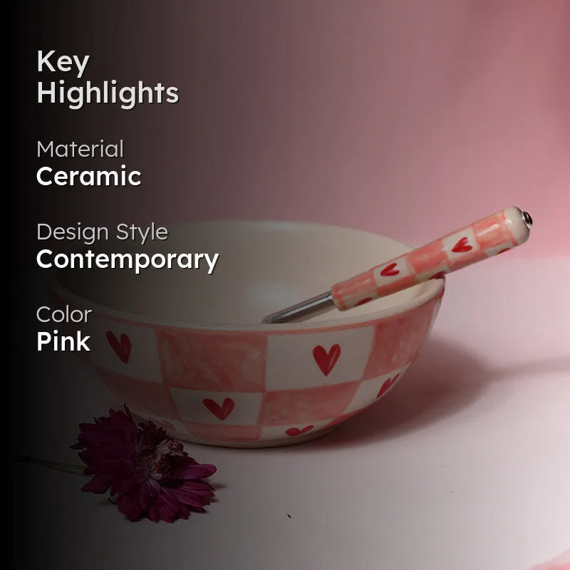 Heart Checkers Ceramic Snack Bowl - 300 mL media 2