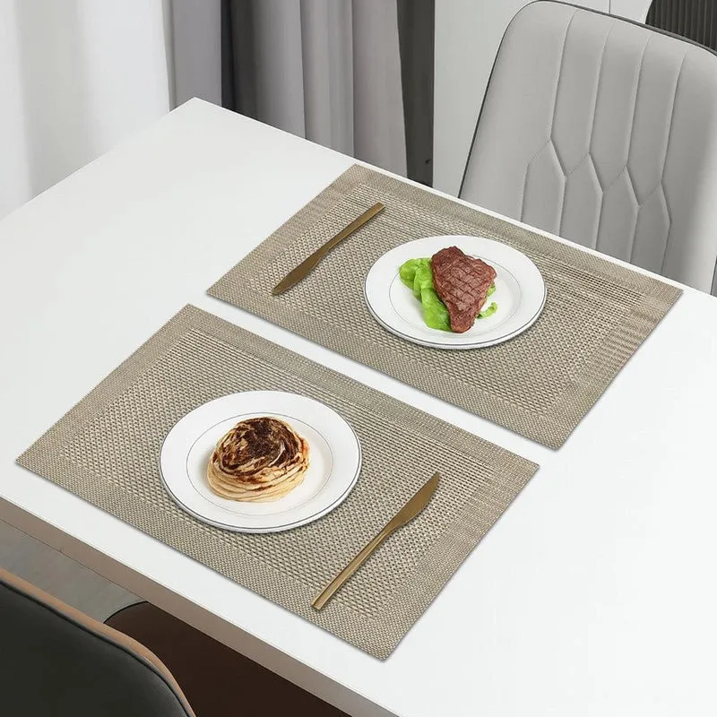 Onyxa Golden Rectangle PVC Table Mats - Set Of Two media 1