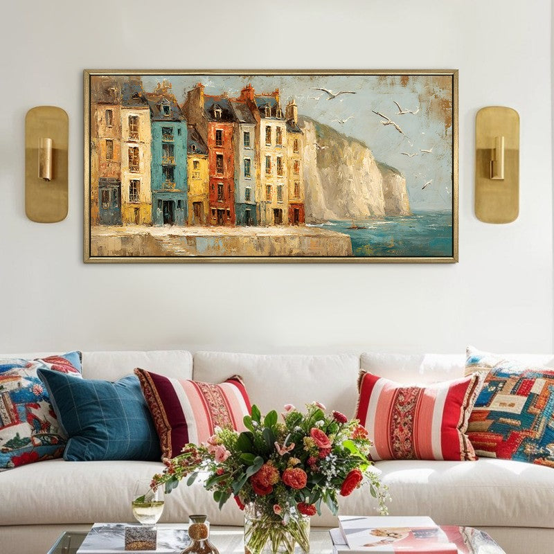 Coastal Europe Cliffside Town Wall Art