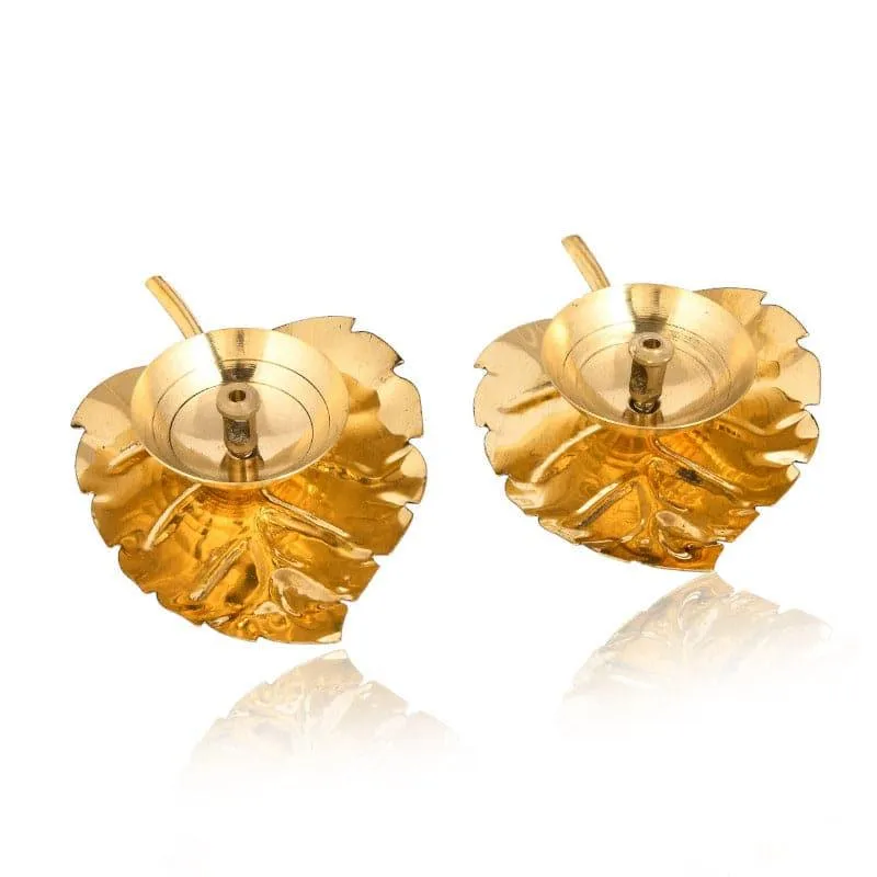 Brass Leaf Diya - Set Of Two media 3