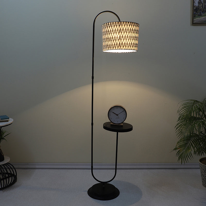 Chevronic Printed Arched Floor Lamp With Shelf