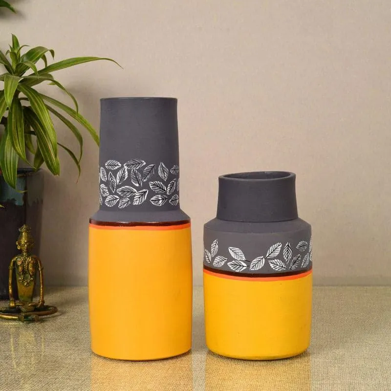 Anshuma Tribal Terracotta Vase - Set Of Two media 1