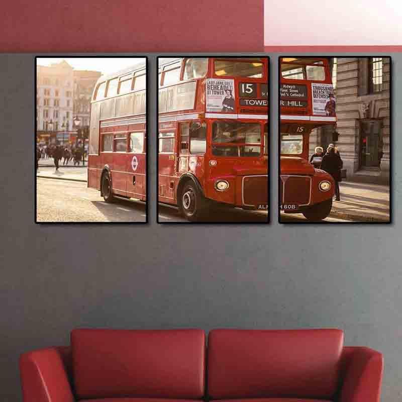 Vintage Double Decker Wall Art - Set Of Three