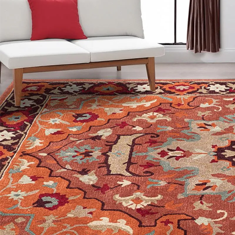 Nephthys Hand Tufted Ethnic Wool & Nylon Carpet - Rust Red media 4