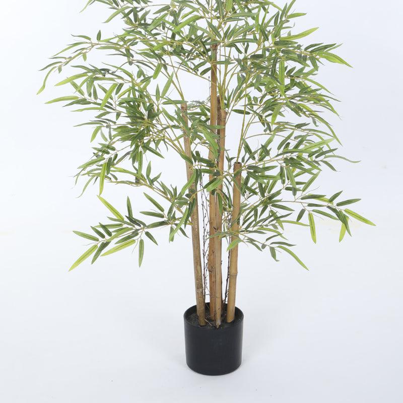 Faux Bamboo Plant With Black Plastic Pot (3.94 ft) - Light Green media 6