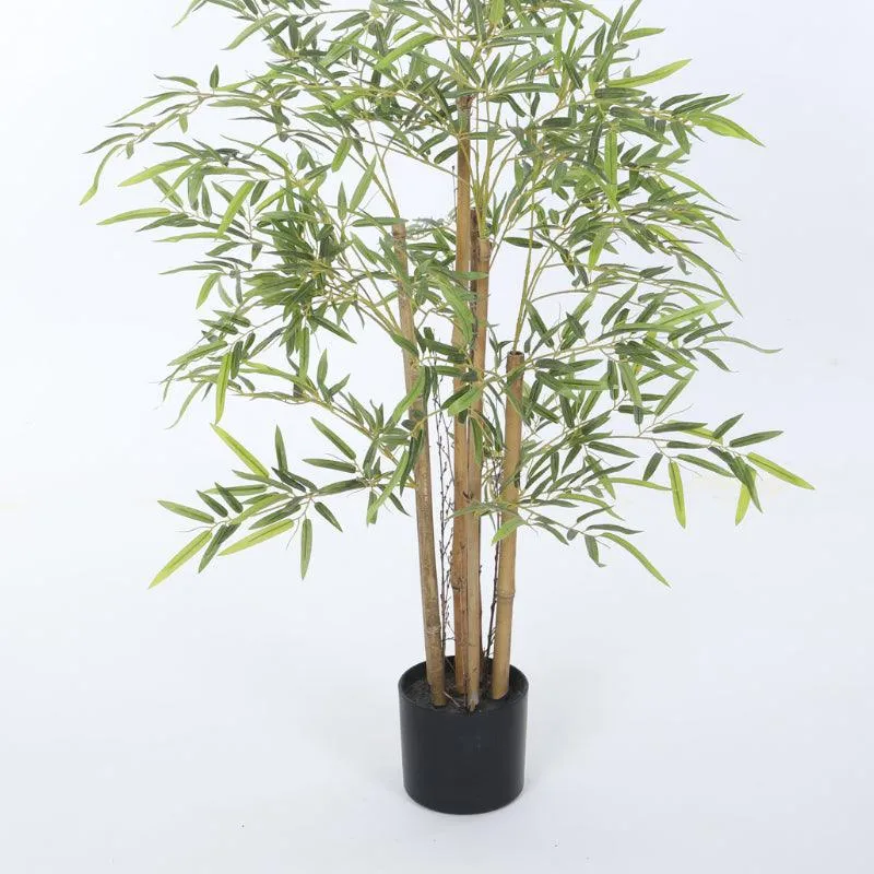 Faux Bamboo Plant With Black Plastic Pot (3.94 ft) - Light Green media 6