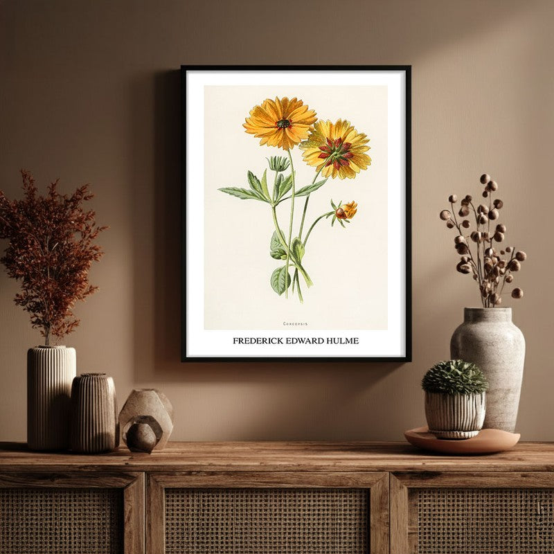Coreopsis Frederick Edward Hulme Archival Canvas Wall Painting - Black Frame