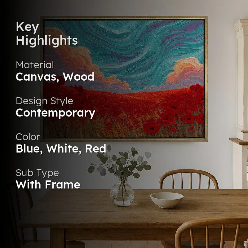 Scarlet Serenity Canvas Wall Painting With Frame media 2