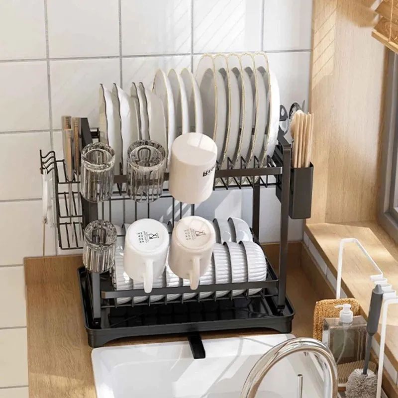 Plate Parade 2-Tier Carbon Steel Dish Rack - Black media 5