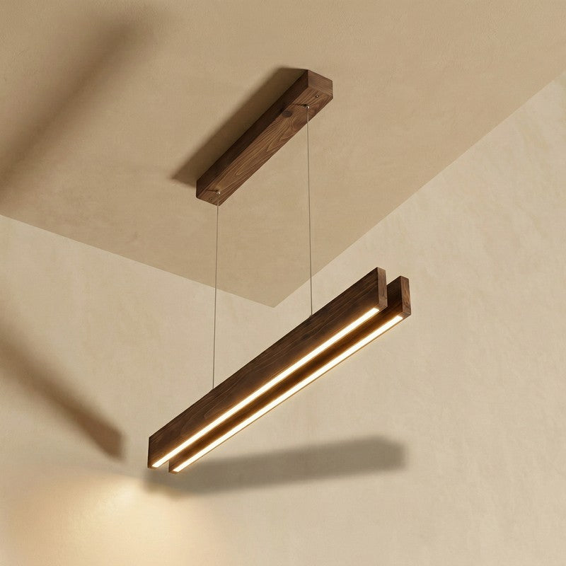 Galatea Linear LED Wooden Ceiling Lamp - Brown media 5