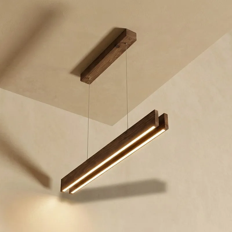 Galatea Linear LED Wooden Ceiling Lamp - Brown media 5