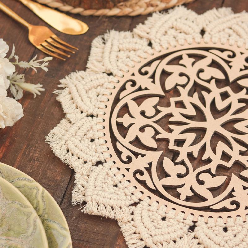 Boho Artsy Handcrafted Macrame Placemat - Single Piece media 4