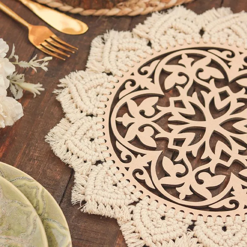 Boho Artsy Handcrafted Macrame Placemat - Single Piece media 4