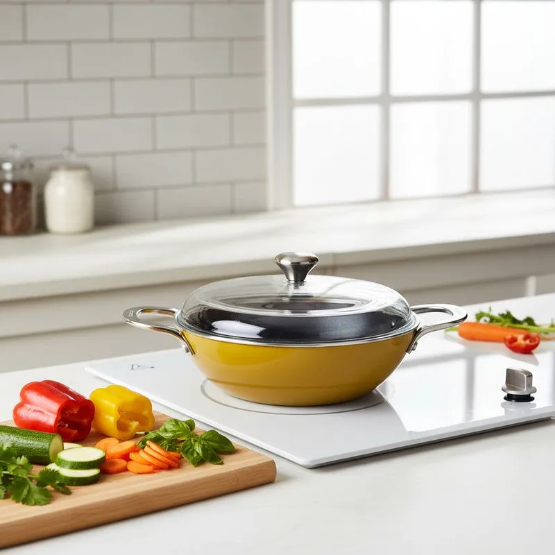 Cumin Co Enamel Cast Iron Kadhai With Lid - 2100 mL media 1