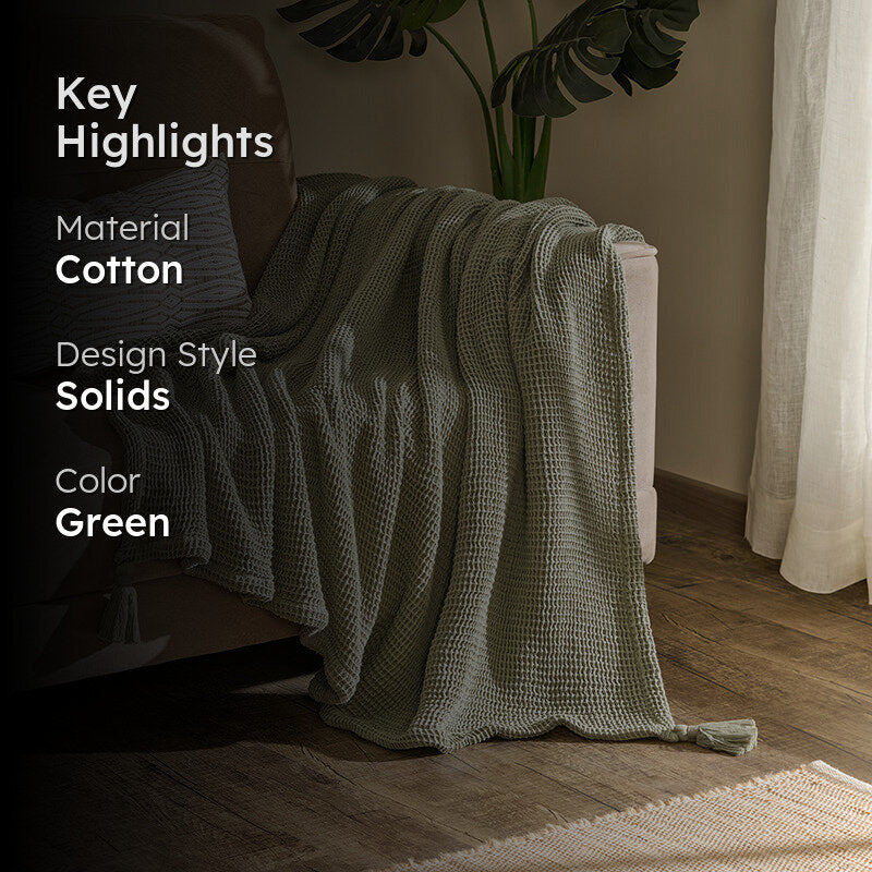 Fibrance Cotton Throw - Sage Green media 2