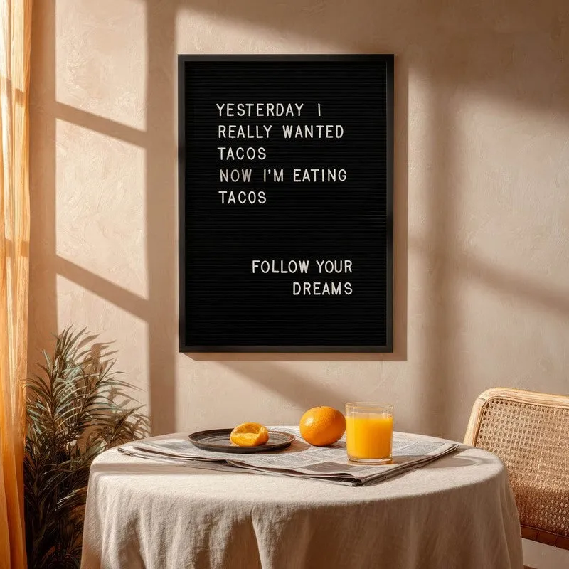 Taco Letters Archival Canvas Wall Art - Black media 4
