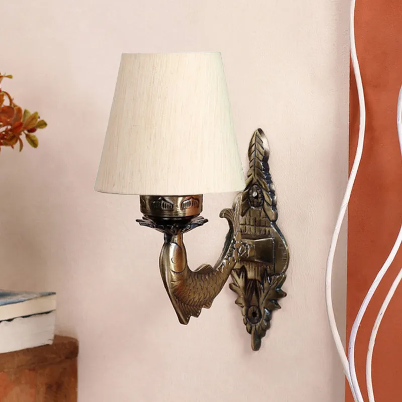 Ziada Stiva Conical Fabric & Metal Wall Lamp - Off White media 3