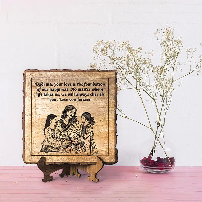 Dadi Ma's Love Wood Showpiece - Square media 1