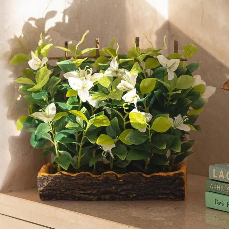 Faux Artificial Bougainvillea Bonsai in Plastic Pot (27 cms) - White media 1