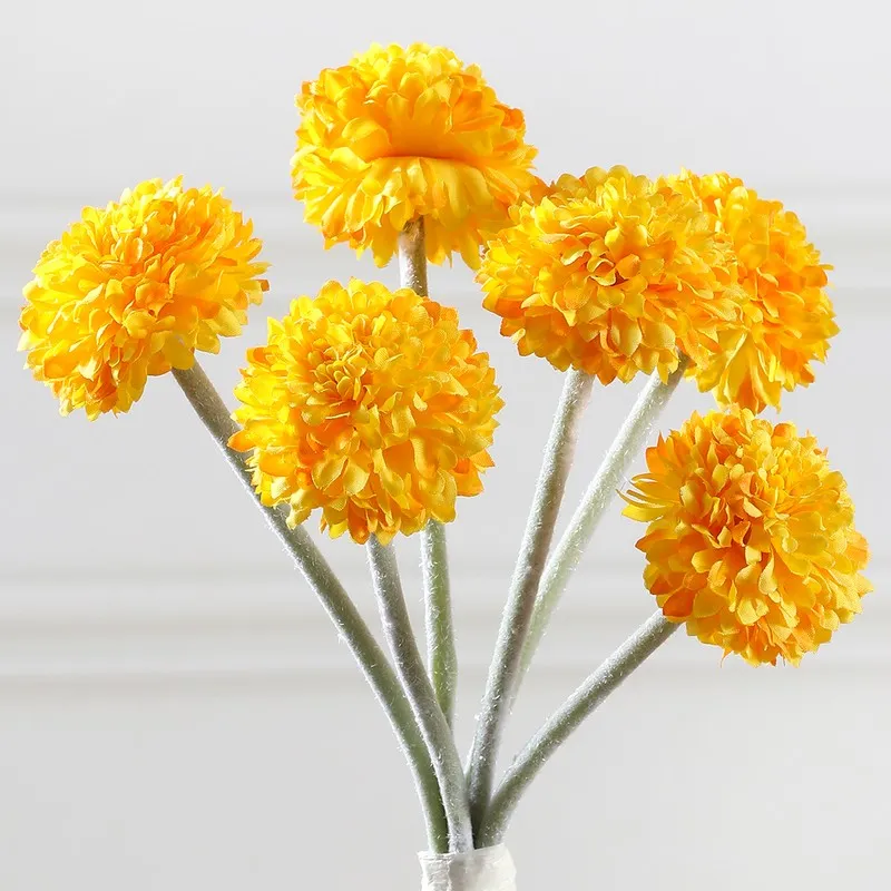 Pom Pom Artificial Flowers - Yellow media 4