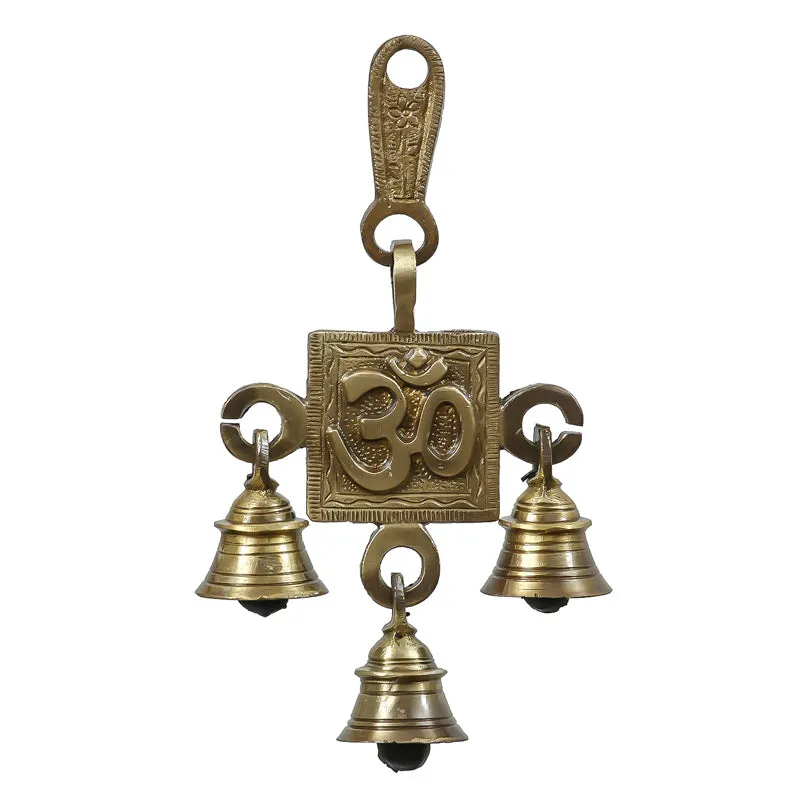 Om Brass Brass Wall Hanging With Bells media 3