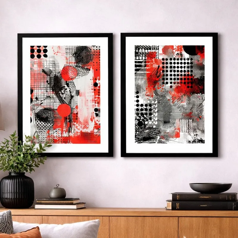 Pop Of Red Wall Art With Frame - Set Of Two media 3