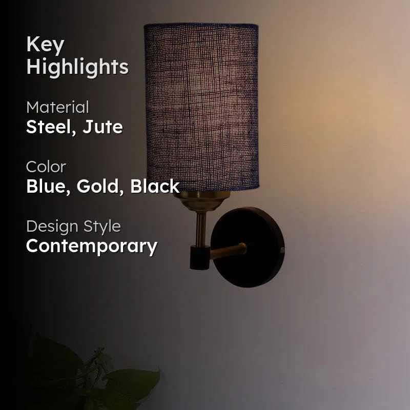 Sienna Sleek Jute Wall Lamp - Blue media 2