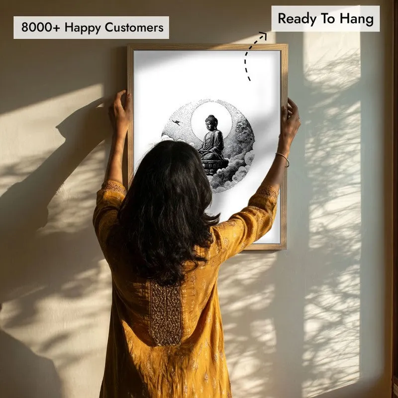 Eternal Peace Buddha Wall Painting With Brown Frame media 7