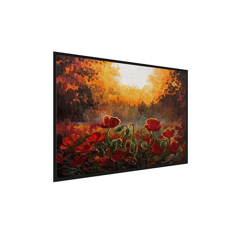 Poppy Grassland Canvas Wall Painting - Black Frame media 3
