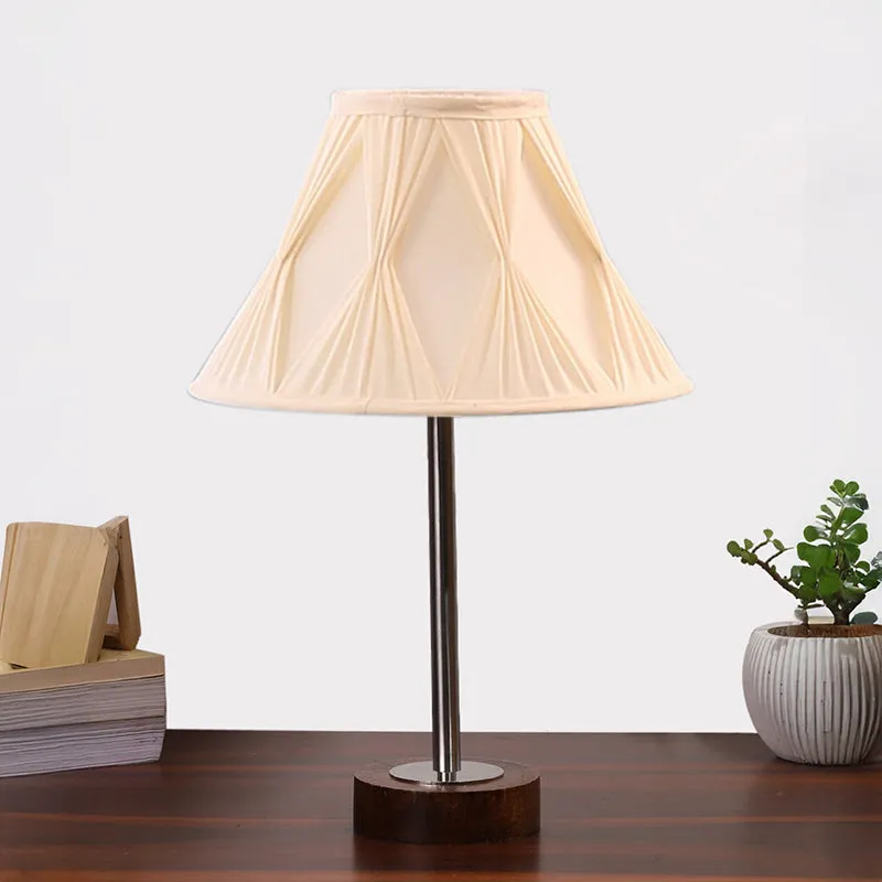 Pleatra Pinch Rodin Wooden Table Lamp - OffWhite,Silver,Brown media 3